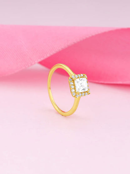 Golden Square Gem Ring