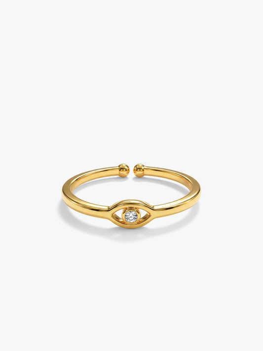Golden Minimal Evil Eye Ring