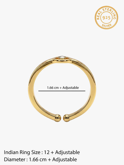 Golden Minimal Evil Eye Ring