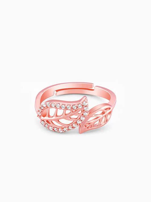Rose Gold Leafy Cuts Ring