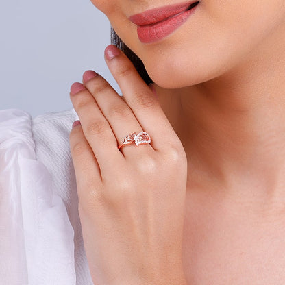 Rose Gold Leafy Cuts Ring