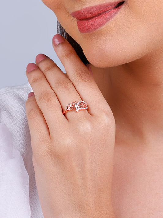 Rose Gold Leafy Cuts Ring