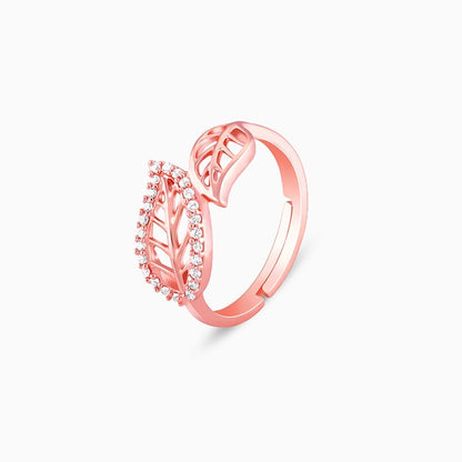 Rose Gold Leafy Cuts Ring
