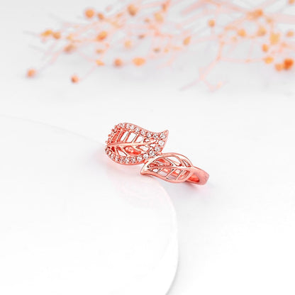 Rose Gold Leafy Cuts Ring