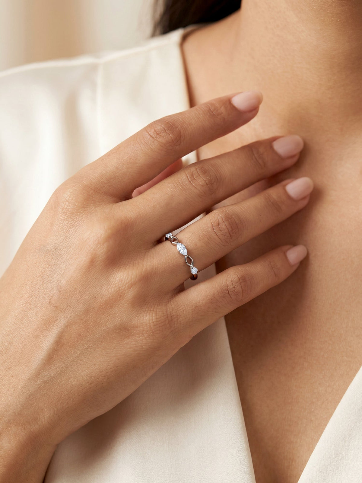 Silver Petal Garland Ring