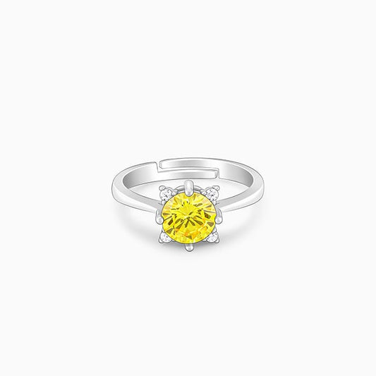 Silver Amber Bloom Ring