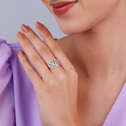 Silver Lotus Vibe Ring