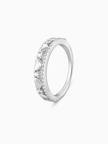 Silver Parading Hearts Ring