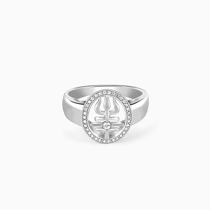Silver Trishul Ring For Him