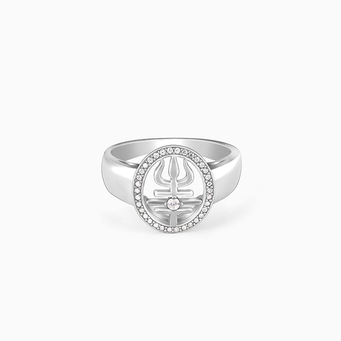 Silver Trishul Ring For Him