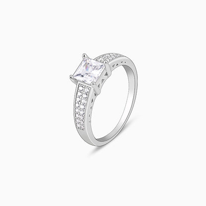 Silver Squared Zirconia Ring for Him