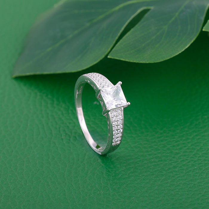 Silver Squared Zirconia Ring for Him