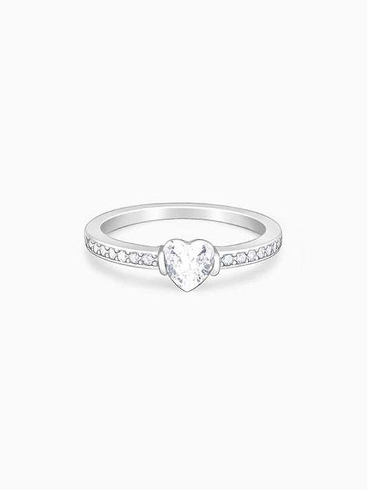 Silver Zircon Heart Set In Shine Ring
