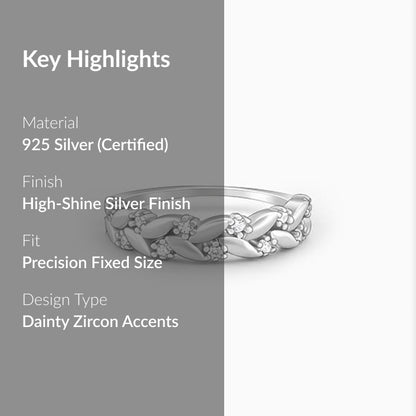 Silver Woven Leaf Ring