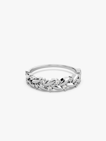 Silver Woven Leaf Ring