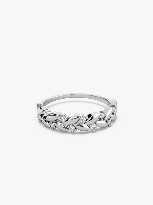 Silver Woven Leaf Ring