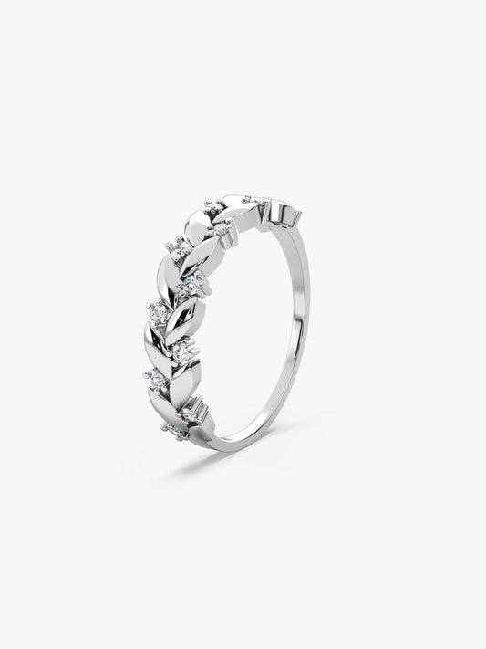 Silver Woven Leaf Ring