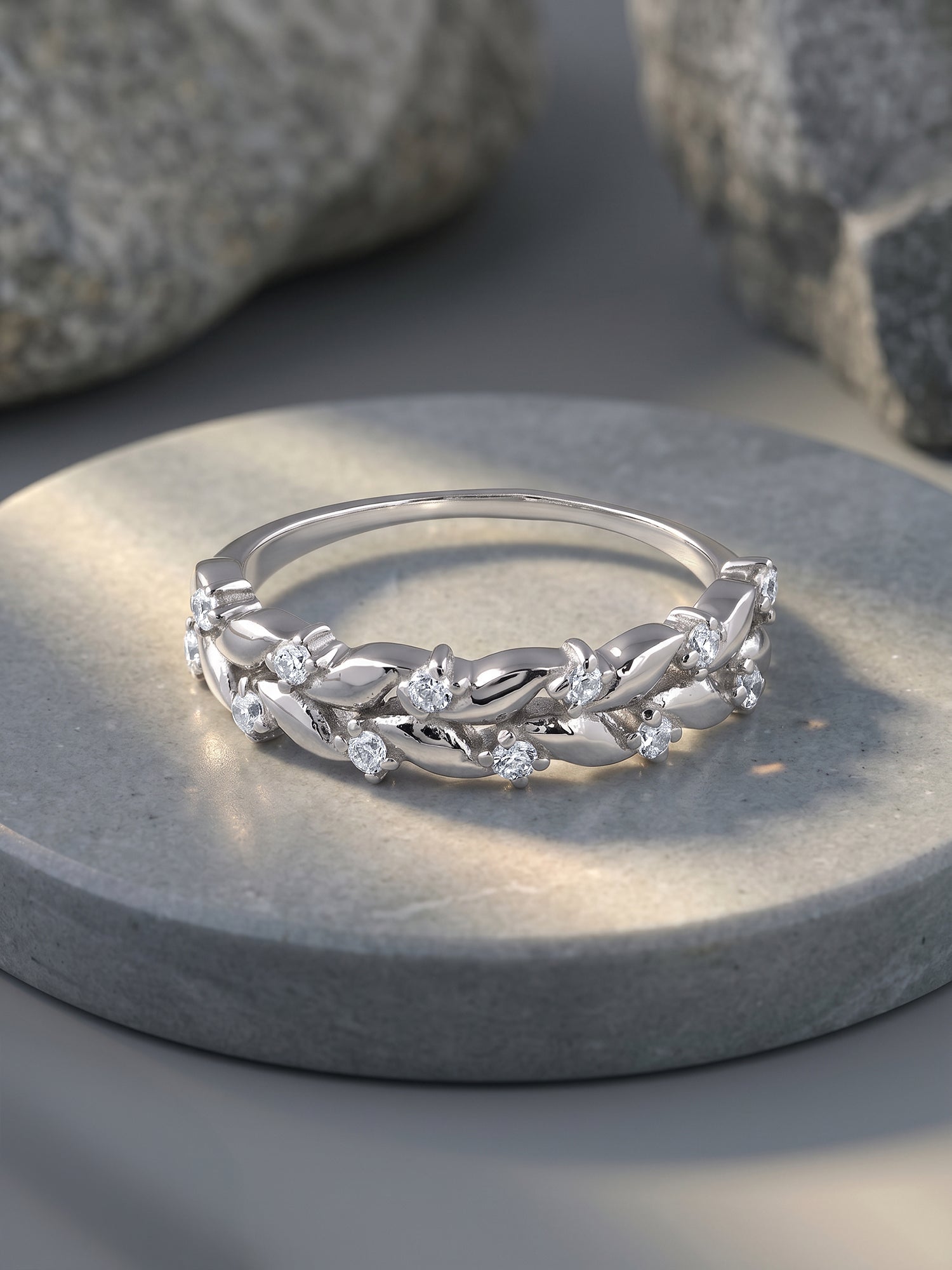 Silver Woven Leaf Ring