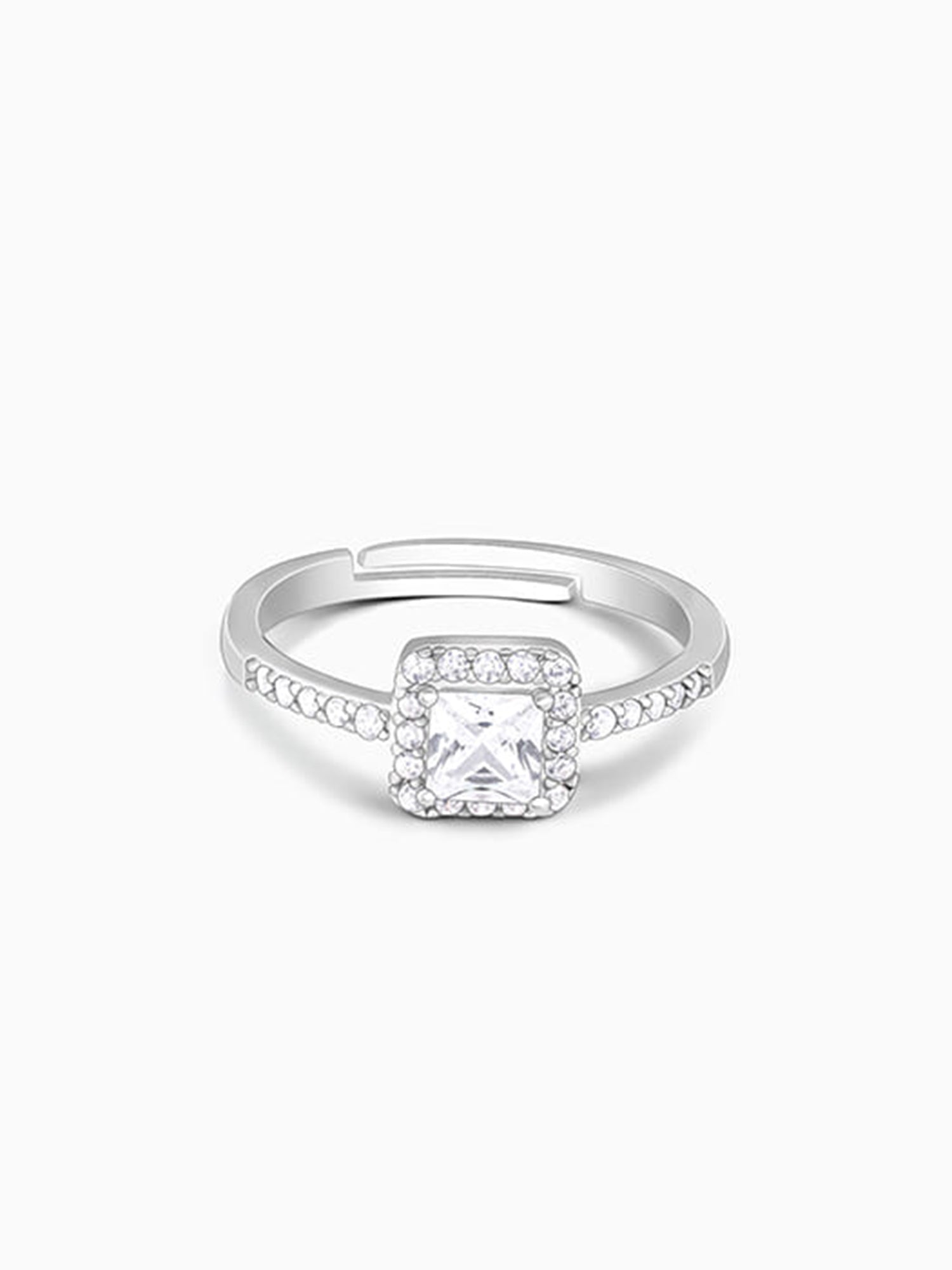 Silver Zircon Squared Beauty Ring