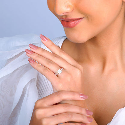 Silver Zircon Squared Beauty Ring