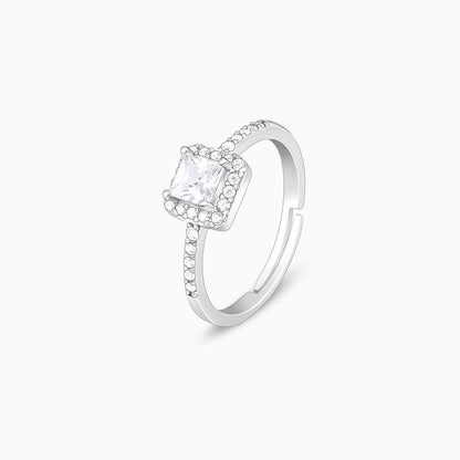 Silver Zircon Squared Beauty Ring