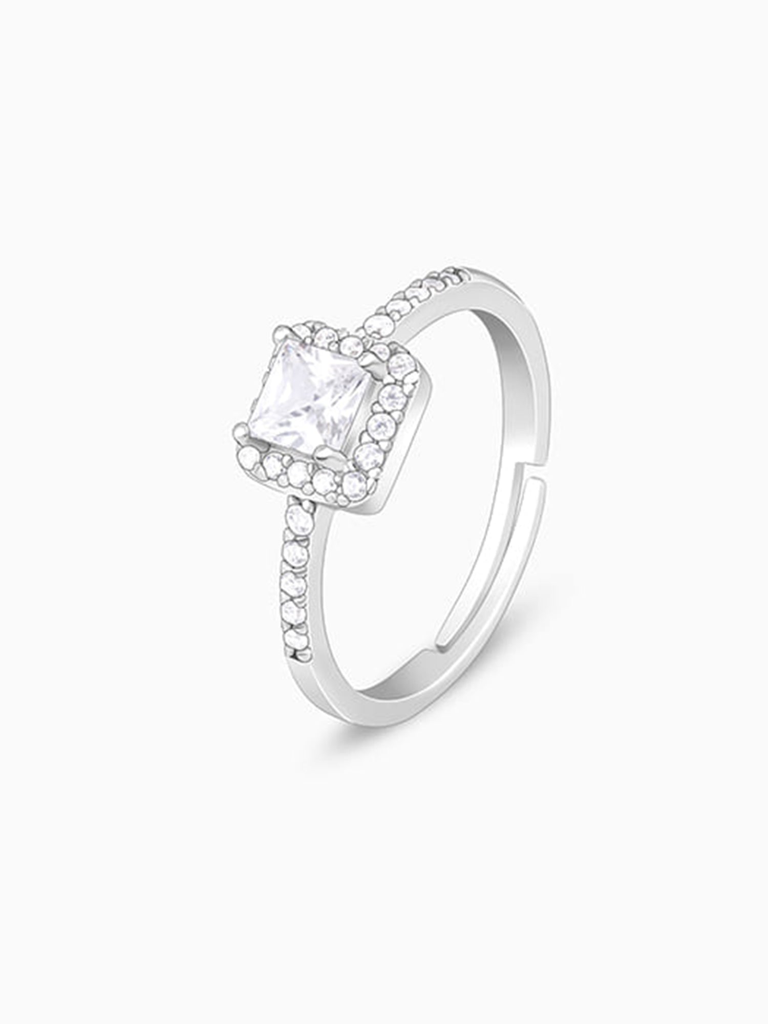 Silver Zircon Squared Beauty Ring