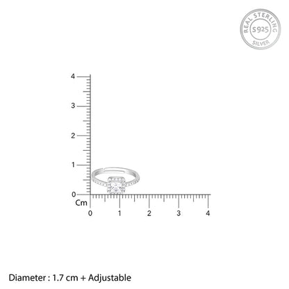 Silver Zircon Squared Beauty Ring
