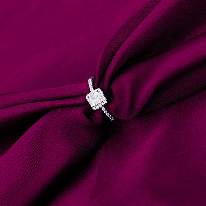 Silver Zircon Squared Beauty Ring