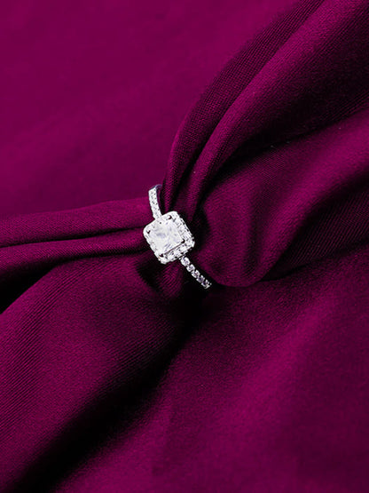 Silver Zircon Squared Beauty Ring
