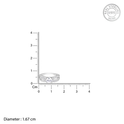Silver Zircon Bal Masque Ring