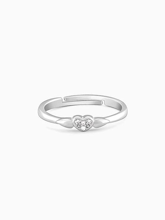 Silver Winged Heart Ring