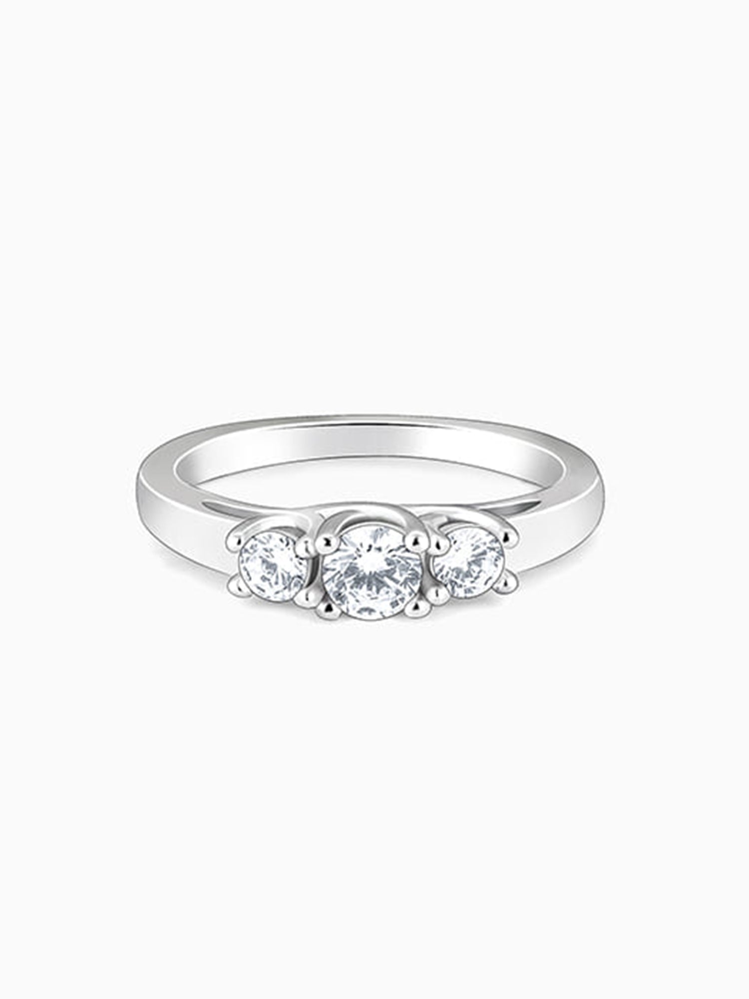 Silver Zircon Trilogy of Love Ring