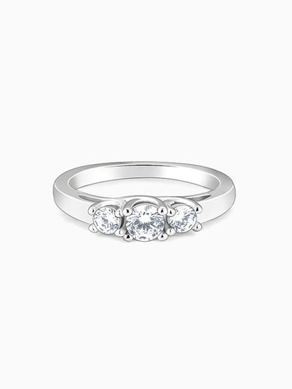 Silver Zircon Trilogy of Love Ring