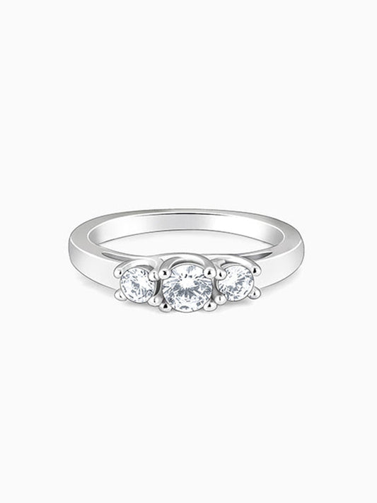 Silver Zircon Trilogy of Love Ring