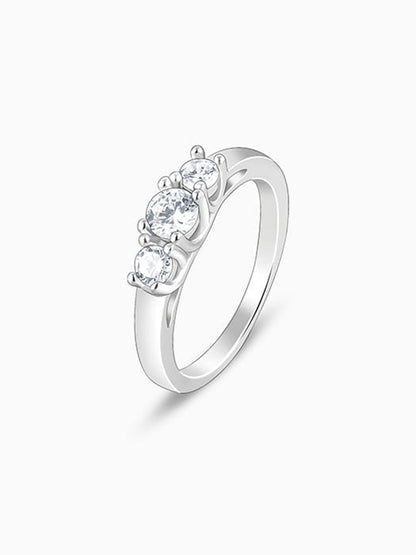 Silver Zircon Trilogy of Love Ring