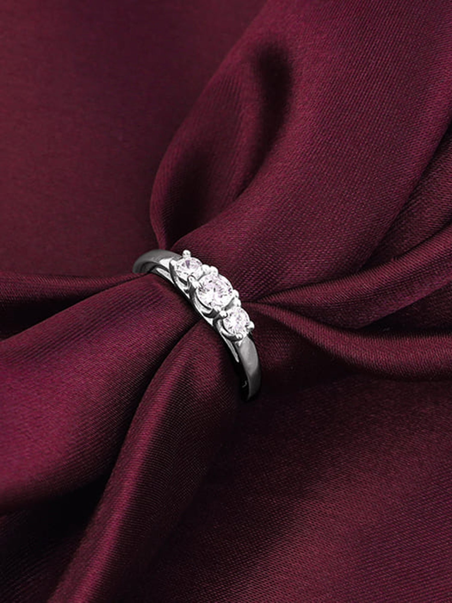 Silver Zircon Trilogy of Love Ring