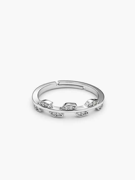 Silver Zircon Vine Shine Ring