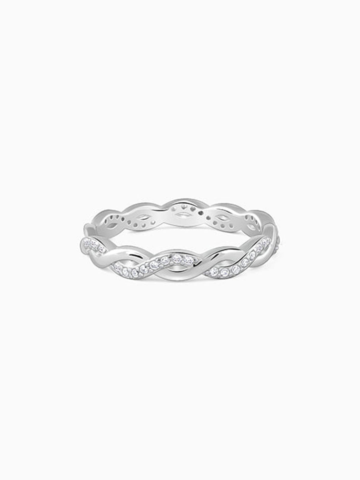 Silver Zircon Wave Entwined Ring