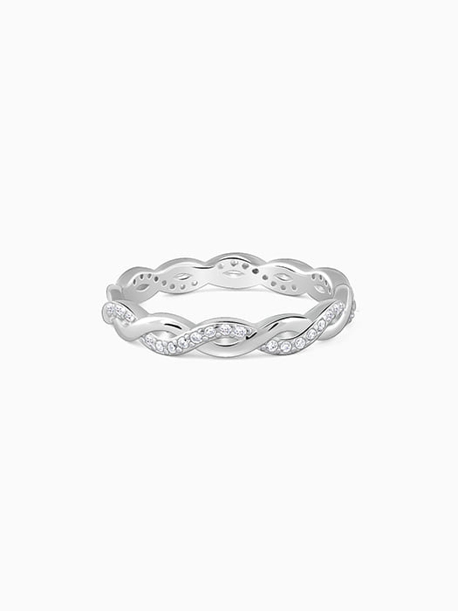 Silver Zircon Wave Entwined Ring