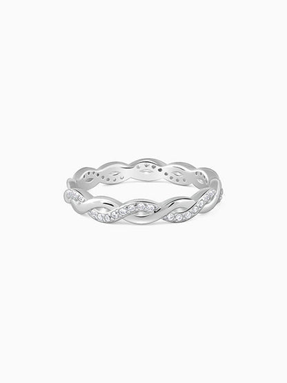 Silver Zircon Wave Entwined Ring