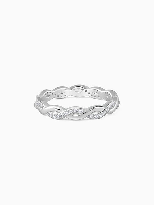 Silver Zircon Wave Entwined Ring