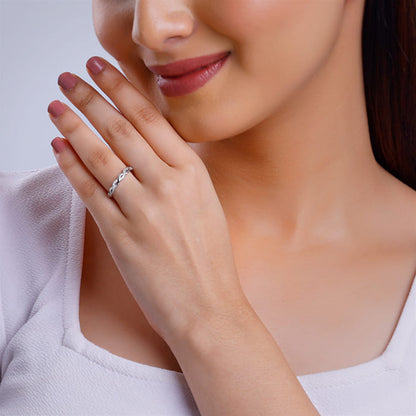 Silver Zircon Wave Entwined Ring