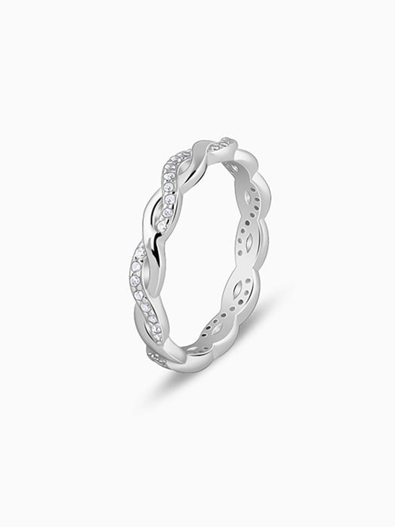 Silver Zircon Wave Entwined Ring