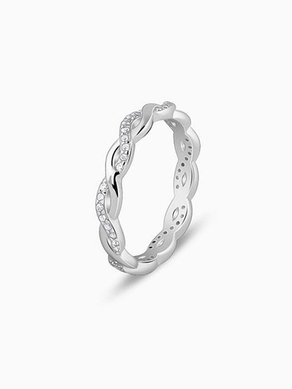 Silver Zircon Wave Entwined Ring