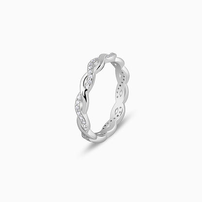 Silver Zircon Wave Entwined Ring