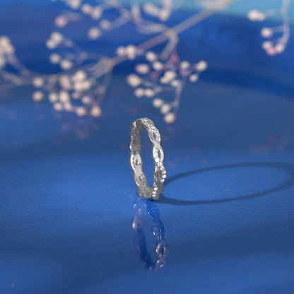 Silver Zircon Wave Entwined Ring