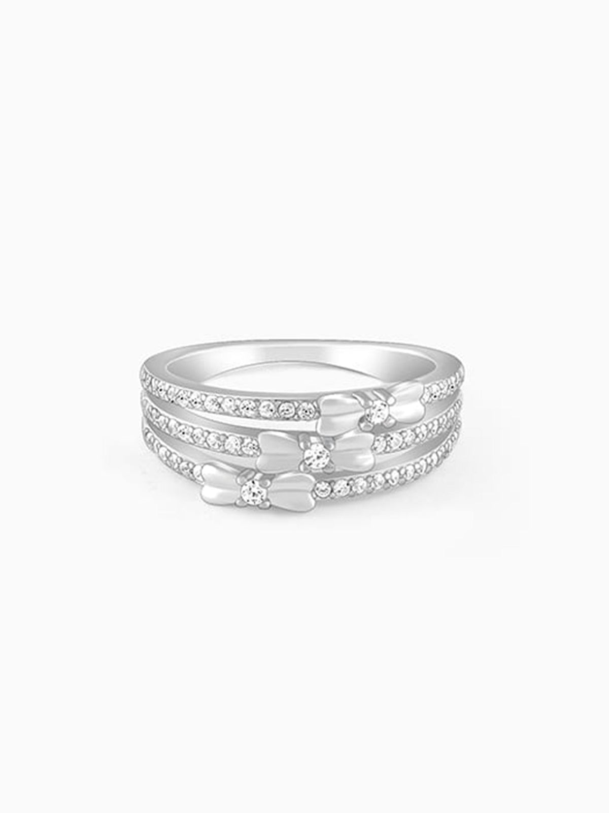 Silver Layered Bow Ring