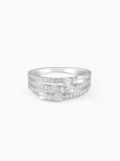 Silver Layered Bow Ring