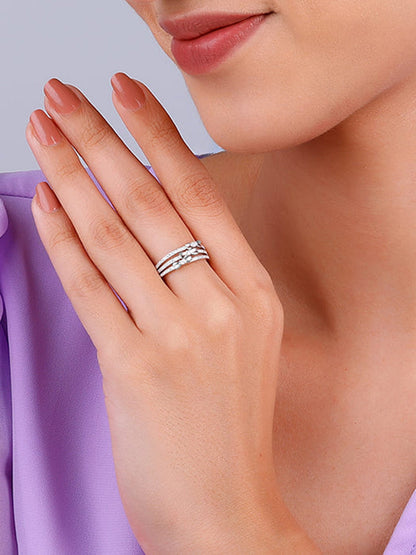 Silver Layered Bow Ring