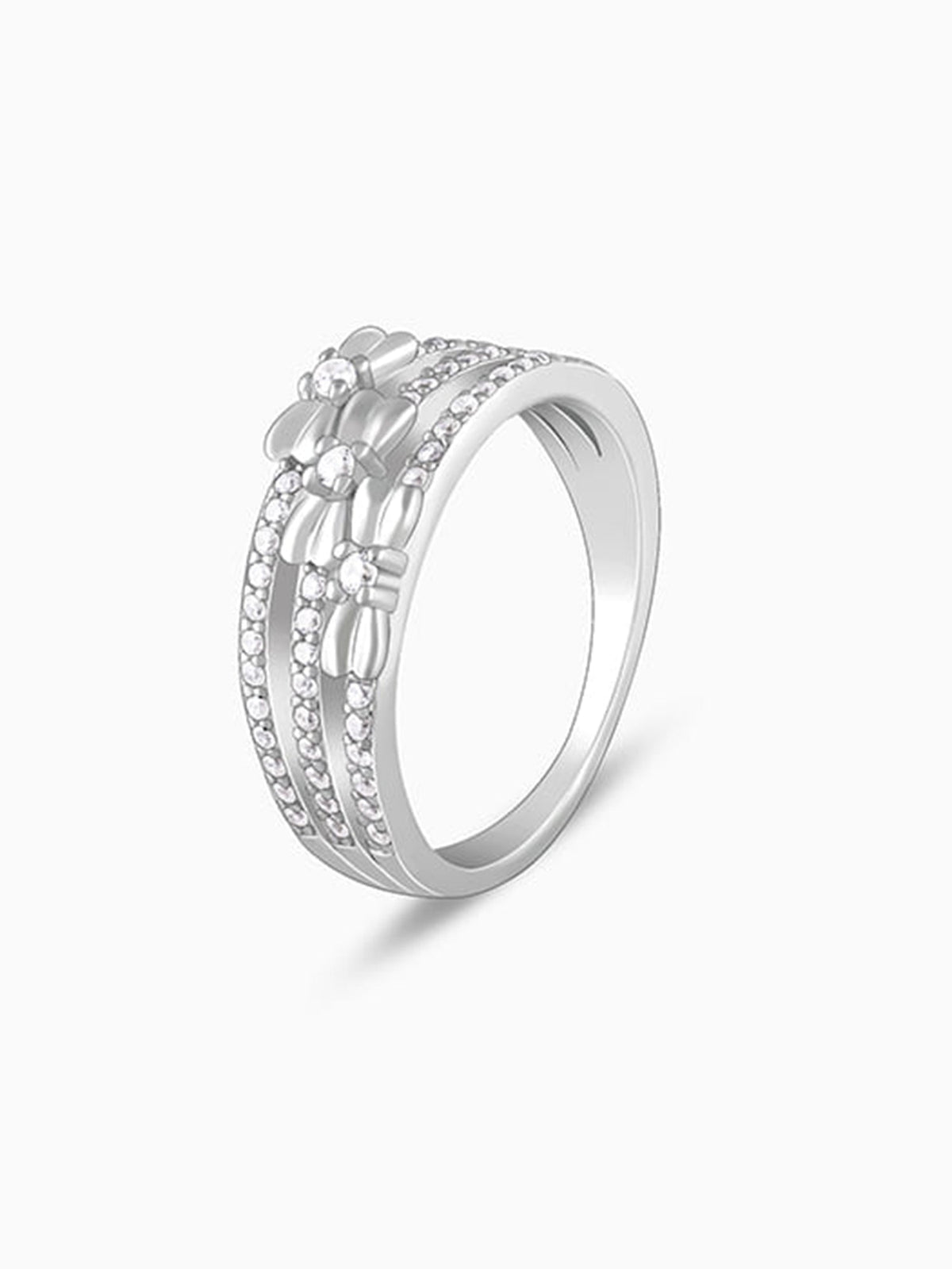 Silver Layered Bow Ring